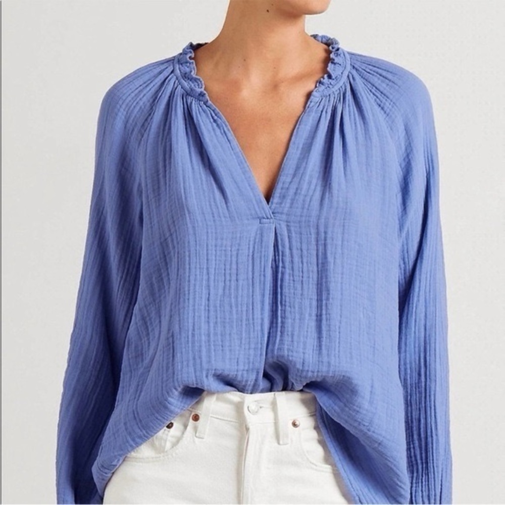 XiRENA Camila Gauze Popover Top Blue